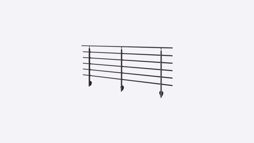 Kit borstwering Talaka aluminium zwart 150cm laterale bevestiging