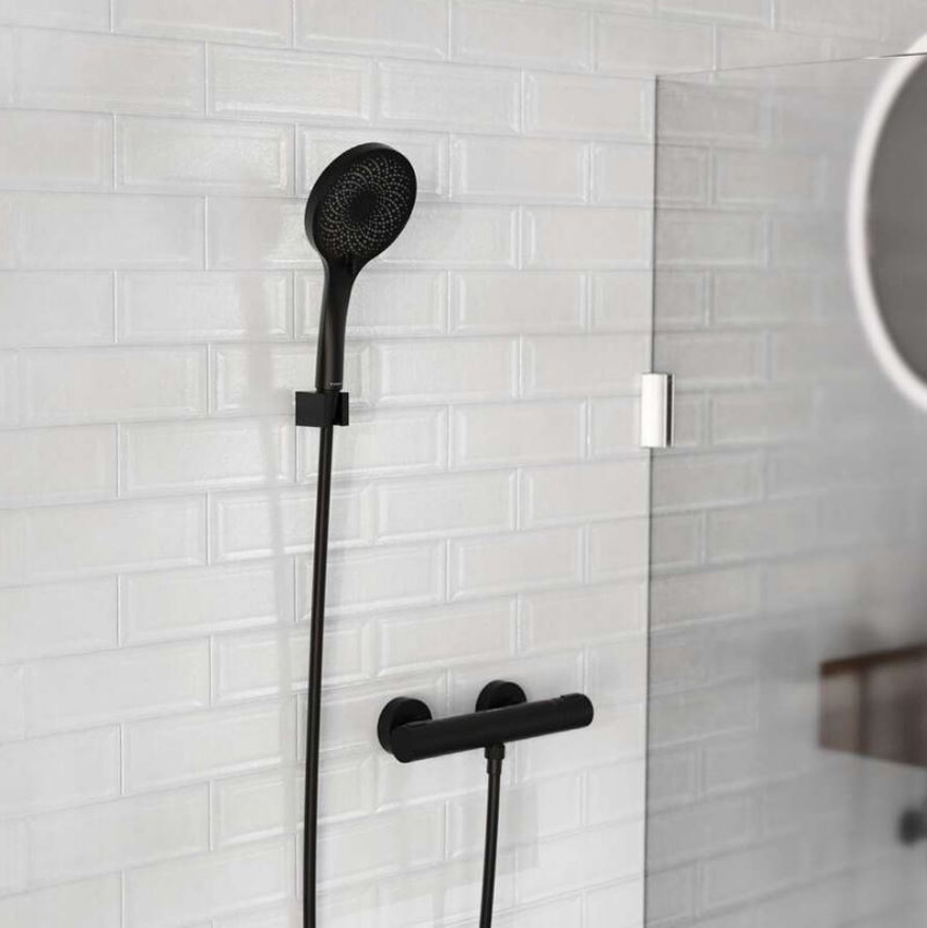 Set de douchette à main Remko noir mat Ø13cm