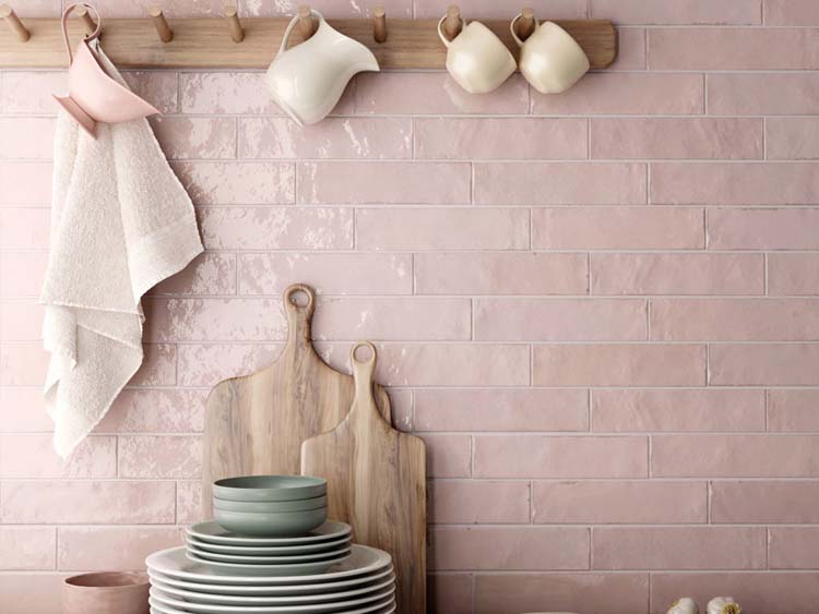 Wandtegel Beccy Tea glanzend rose 6x24,5cm