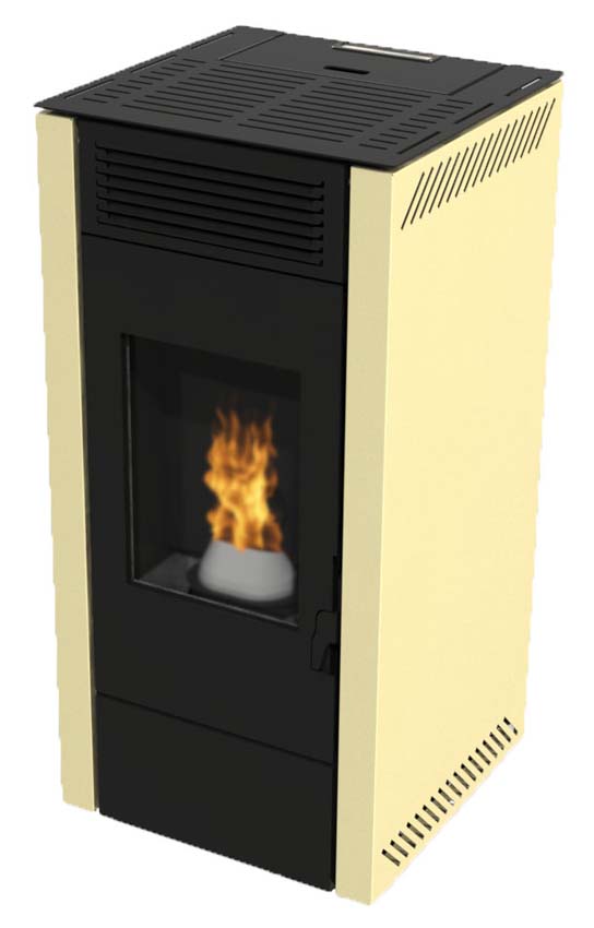 Poêle à granulés Modèle 12 - 12,2kW - 244m³ - crème - 46x46x94cm