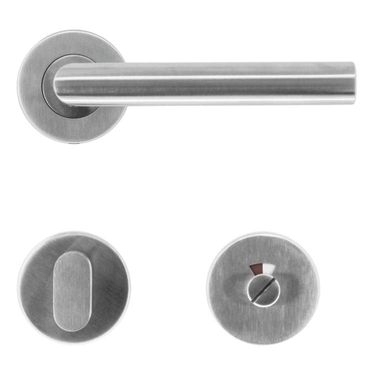 Poignée de porte pro belluno 19mm class 3 inox plus avec serrure toilette