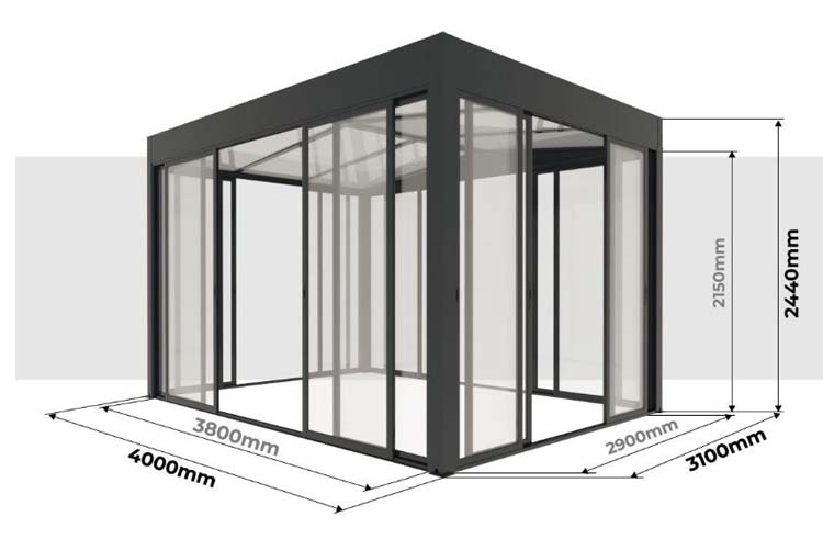 Jardin d'hiver Versailles alu anthracite 400 x 310 x 240 cm