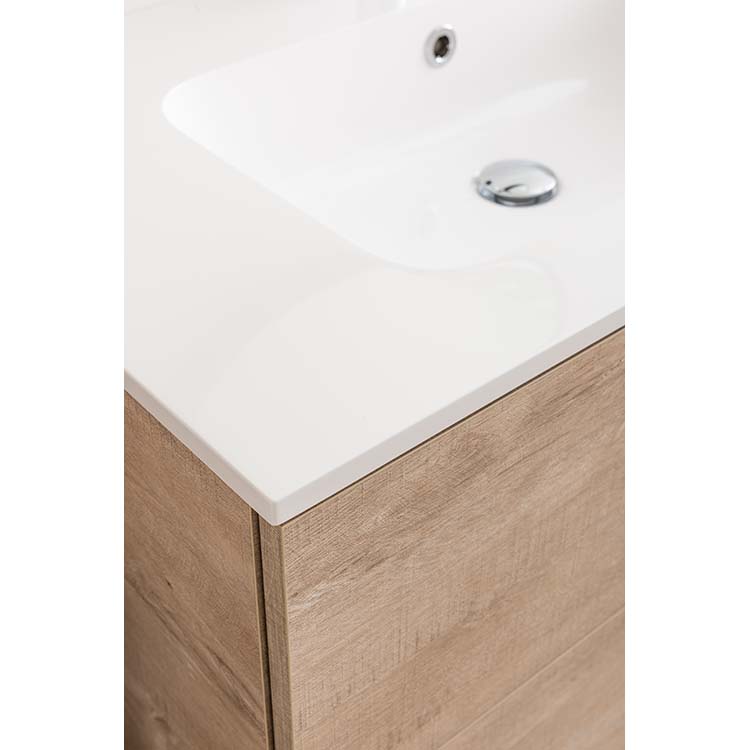Badkamermeubel Plato eik betonlook 90 cm - glans - opleggreep zwart