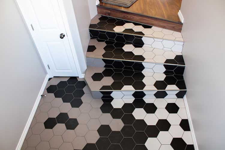 Carrelage de sol et mural Hexagonal gris 20x17,5cm