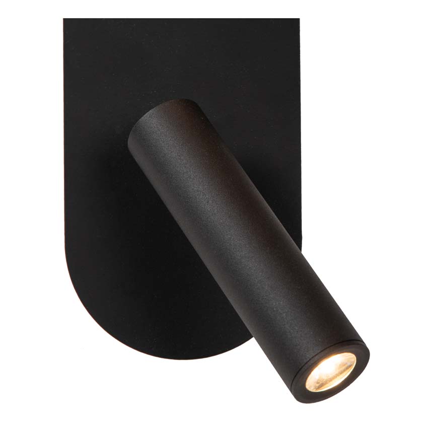 Lucide KELLY - Bedlamp / Wandlamp - LED - 1x3,5W 3000K - Zwart