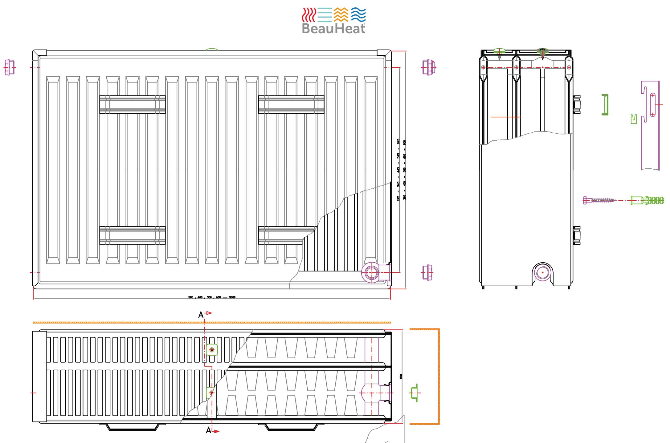 Radiator type 33 40 x 100 cm 1653 Watt