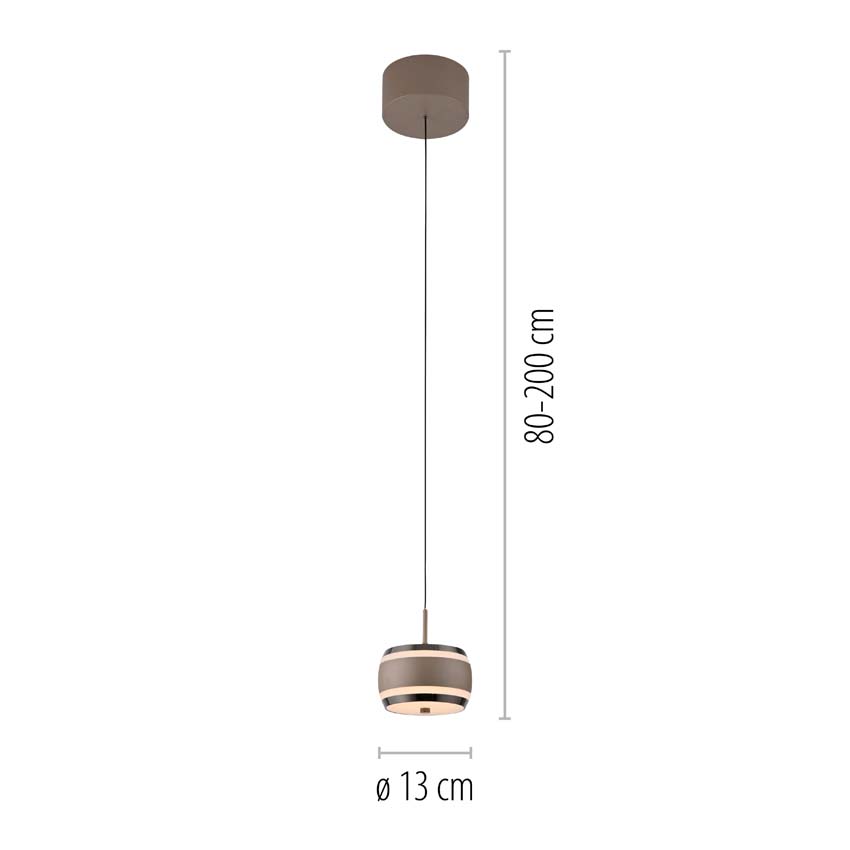 Hanglamp Easy Lift - Brons/chroom - Ø13cm - Dimbaar - 1x8W - 2200-5000K - met afstandsbediening