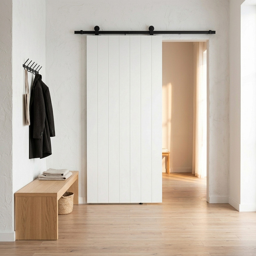 Complete enkele schilder schuifdeur Titus 93x211,5cm + rail antiek zwart