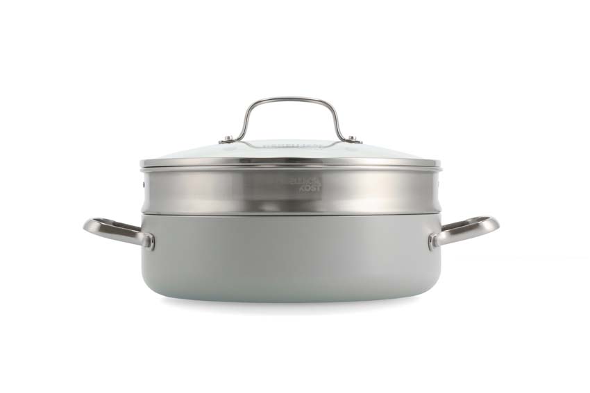 Stoofpan met deksel Dagelijkse Kost Proline PFAS-vrij zilver Ø26cm stoominzet