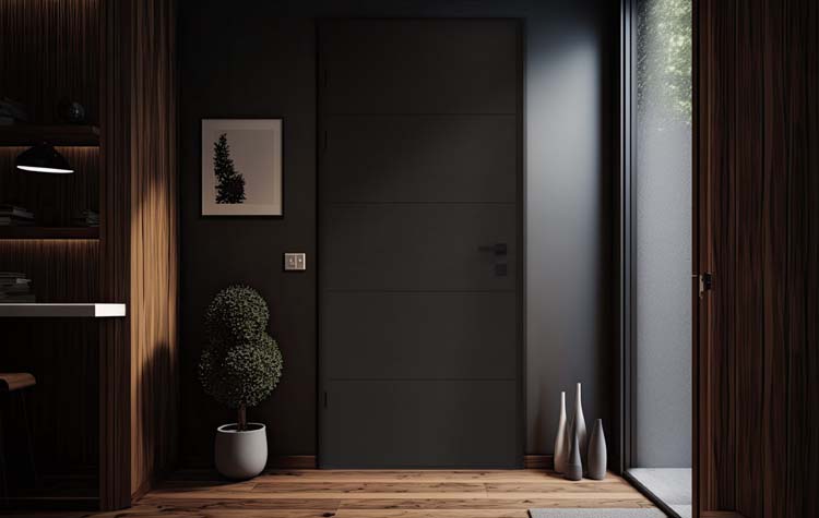 Houten buitendeur Ebro meranti zwart 980x2180mm linkstrekkend