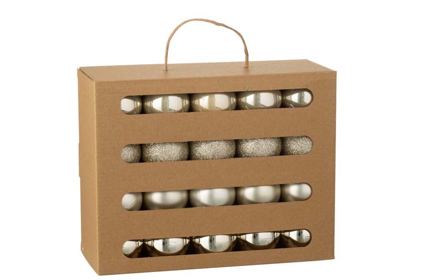 Kerstbal plastiek beige Ø6cm - 40 stuks