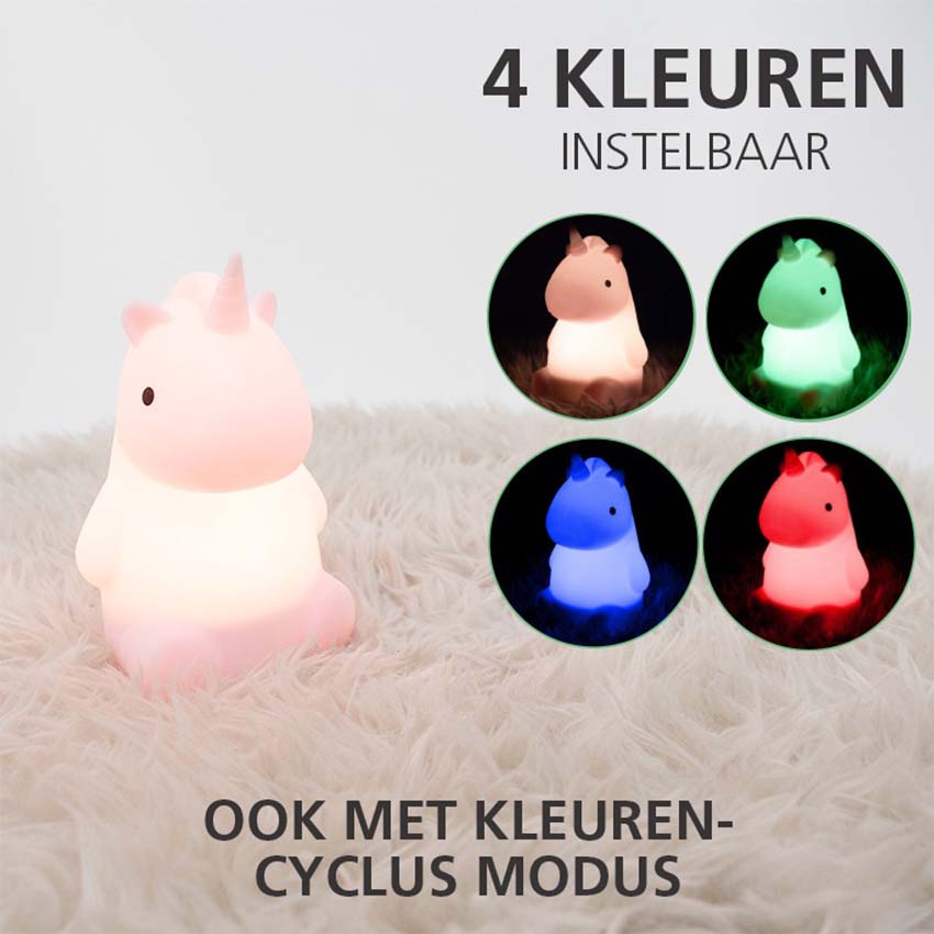 Lampe de table Licorne - Rose - H15cm - Dimmable - LED - 1x5W - RGB/3000K - USB