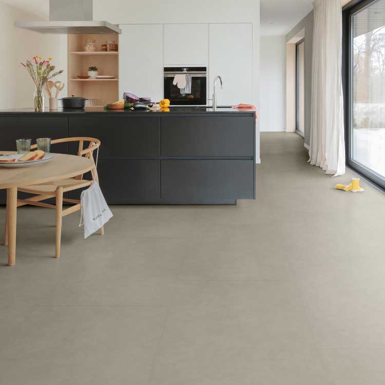 Vinyl vloer Floorify Sea Salt tegel 4,5mm lichtgrijs 90x60cm