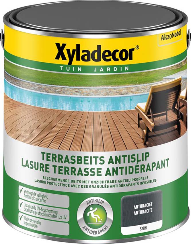 Lasure pour terrasse Xyladecor anthracite 2,5L antidérapant