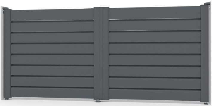 Portail battant double Havana aluminium anthracite 300x175cm - avec lames horizontales, quincaillerie incluse