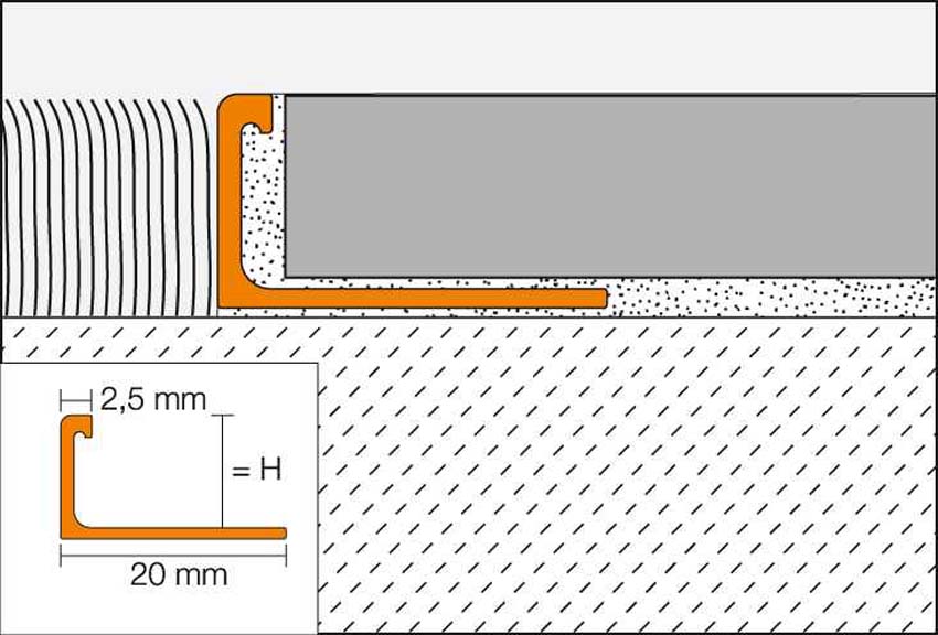 Tegelprofiel basic aluminium 250x1,125cm