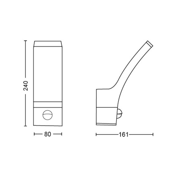 Applique extérieure anthracite 2700K/12W Sensor