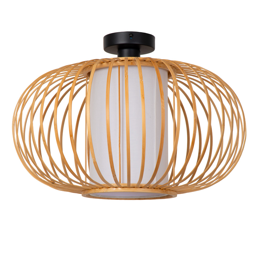 Lucide Essential Thuline - Plafonnier - Ø45cm - 1xE27 - Bois clair