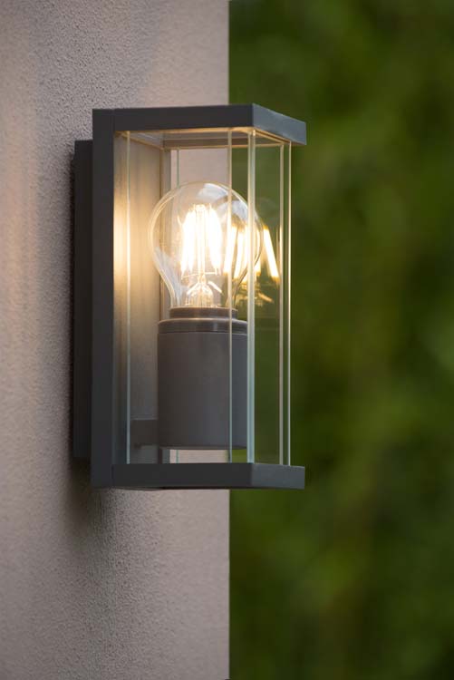 Lucide CLAIRE MINI - Wandlamp Buiten - E27 - IP54 - Antraciet