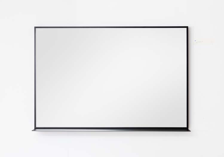 Spiegel Tabibi rechthoek mat zwart met schap 120x80cm