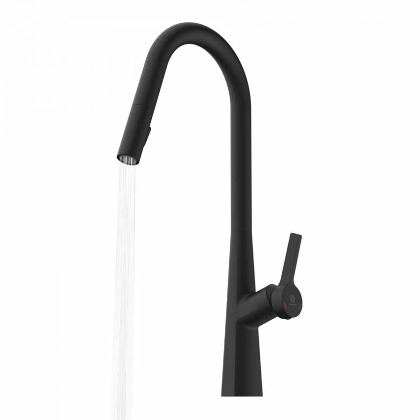 Robinet de cuisine Wasserwerk WK 9 Curve noir mat avec bec extractible