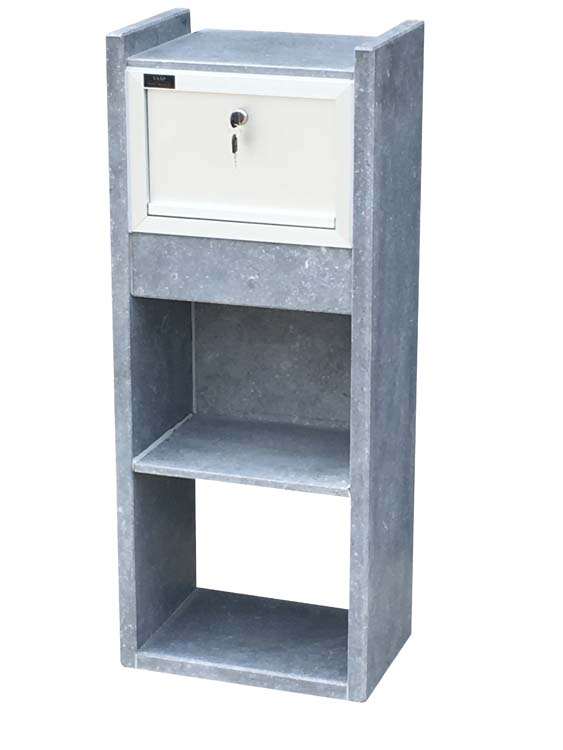 Pakketbrievenbus Bertogne Belgische blauwsteen & houtlook
