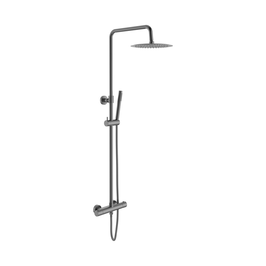 Colonne de douche thermostatique montage apparent avec cooltouch gunmetal
