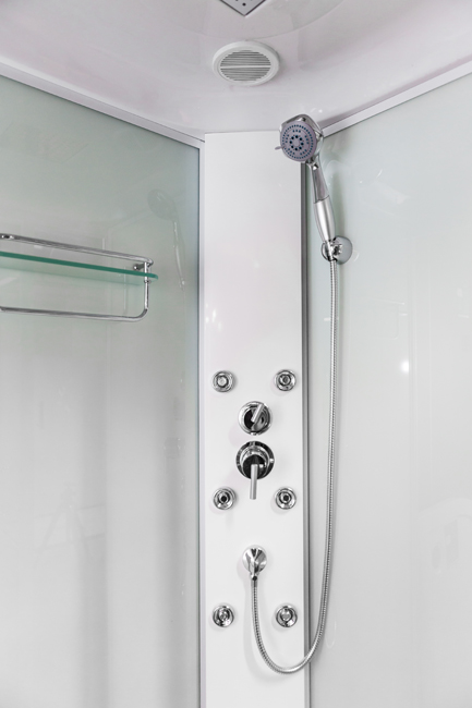 Douchecabine Asterix hoek wit schuifdeuren 90x90x213cm