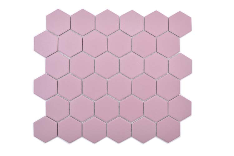Mosaïque Hexagon vieux rose mat 32,5x28,1cm