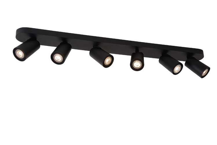 Lucide XYRUS - Plafondspot - LED Dim to warm - GU10 - 6x5W 3000K/2200K - Zwart