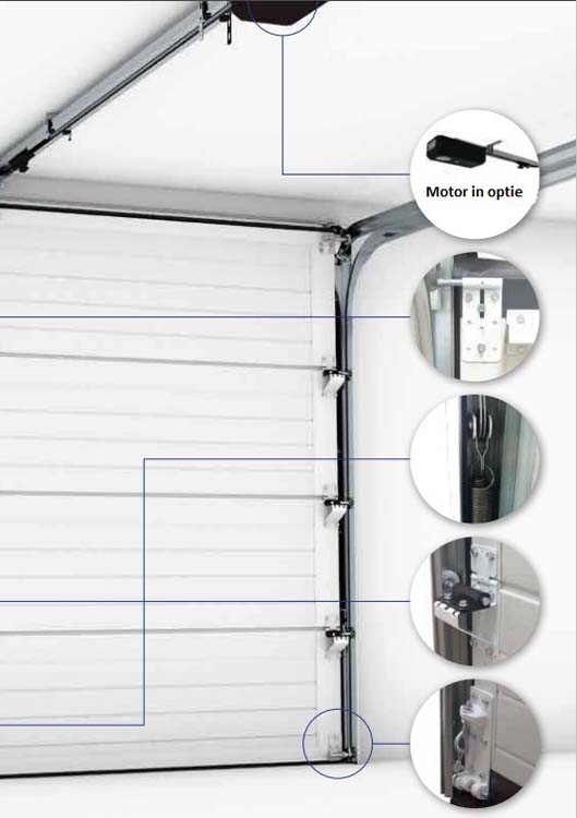 Porte sectionnelle Dora noire avec ressort de traction L2375xH2150mm