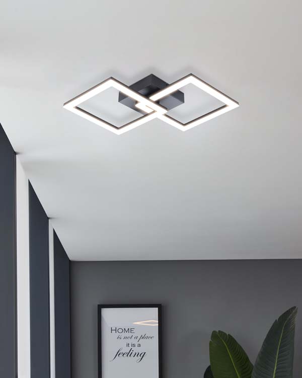 Plafonnier alu noir 20W 2500 lumen 3000K