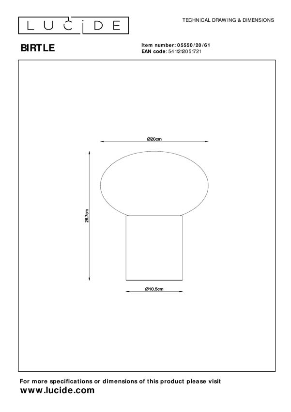 Lucide BIRTLE - Lampe de table - 1xE14 - Opalin