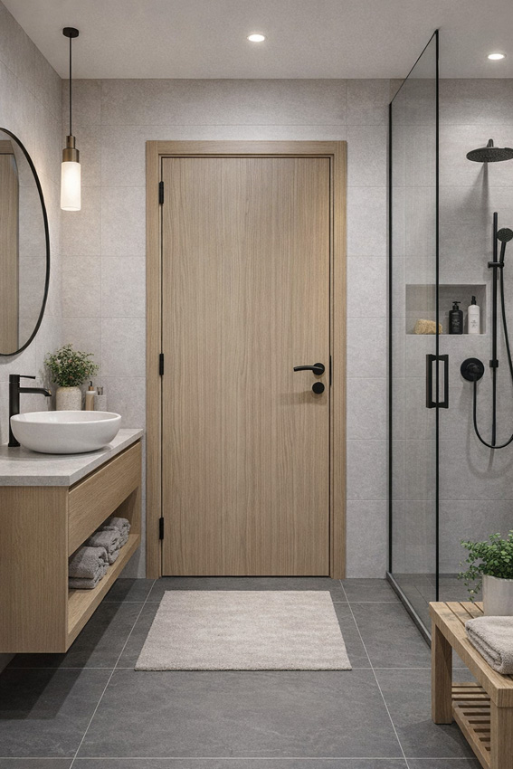 Porte intérieure complète Premium Oak 201,5x73cm tubulaire vertical réversible + châssis 16,5cm