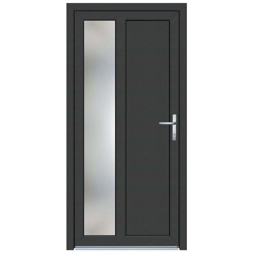 Porte extérieure Flavie PVC vitrage mat anthracite/blanc 1000x2000mm droite
