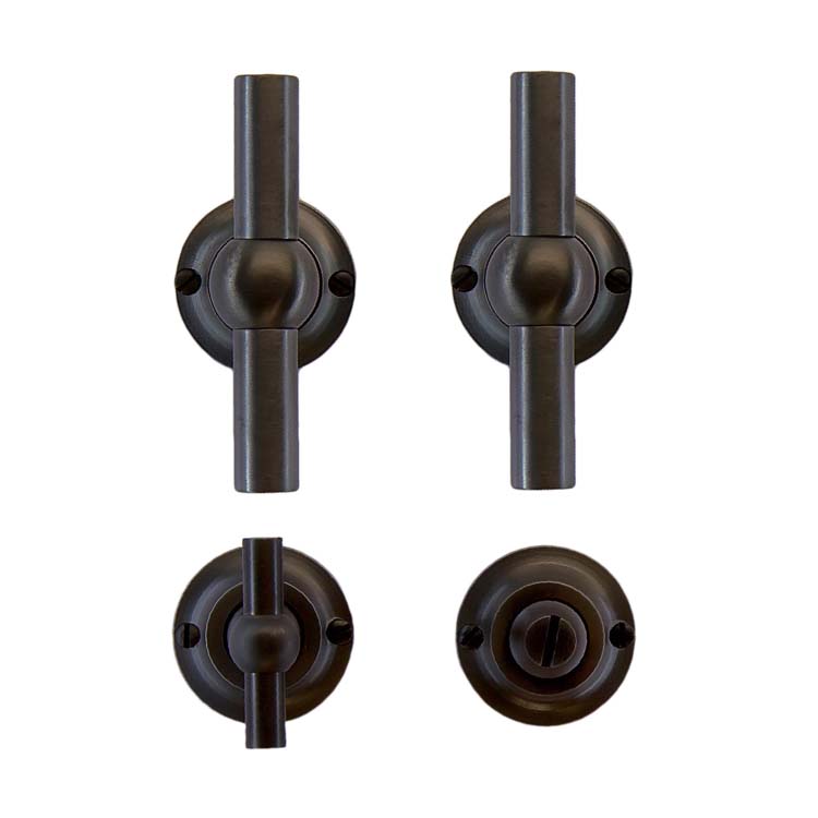 Poignée porte pro pienza nouveau T+T carbon noir + serrure toilette