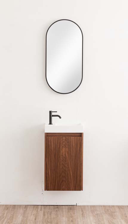 Toiletmeubel Warren walnoot lavabo glanzend wit 60x40x22cm