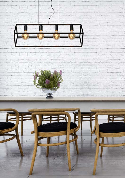 Hanglamp - zwart - 161cm - 4xE27 - 60W