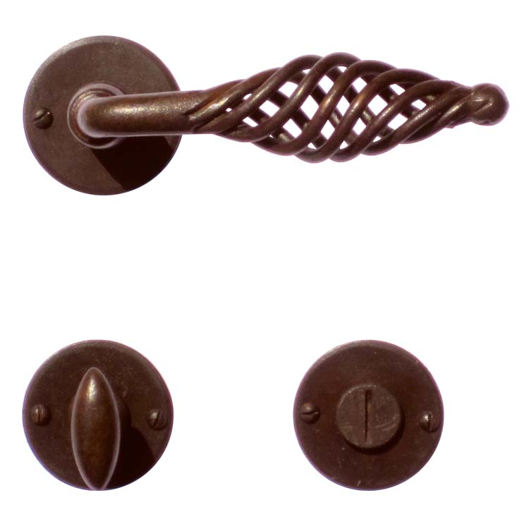 Poignée de porte pro tarente rouille rond avec serrure toilette