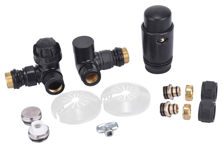 Set connexion radiateur équerre inversé gauche noir mat