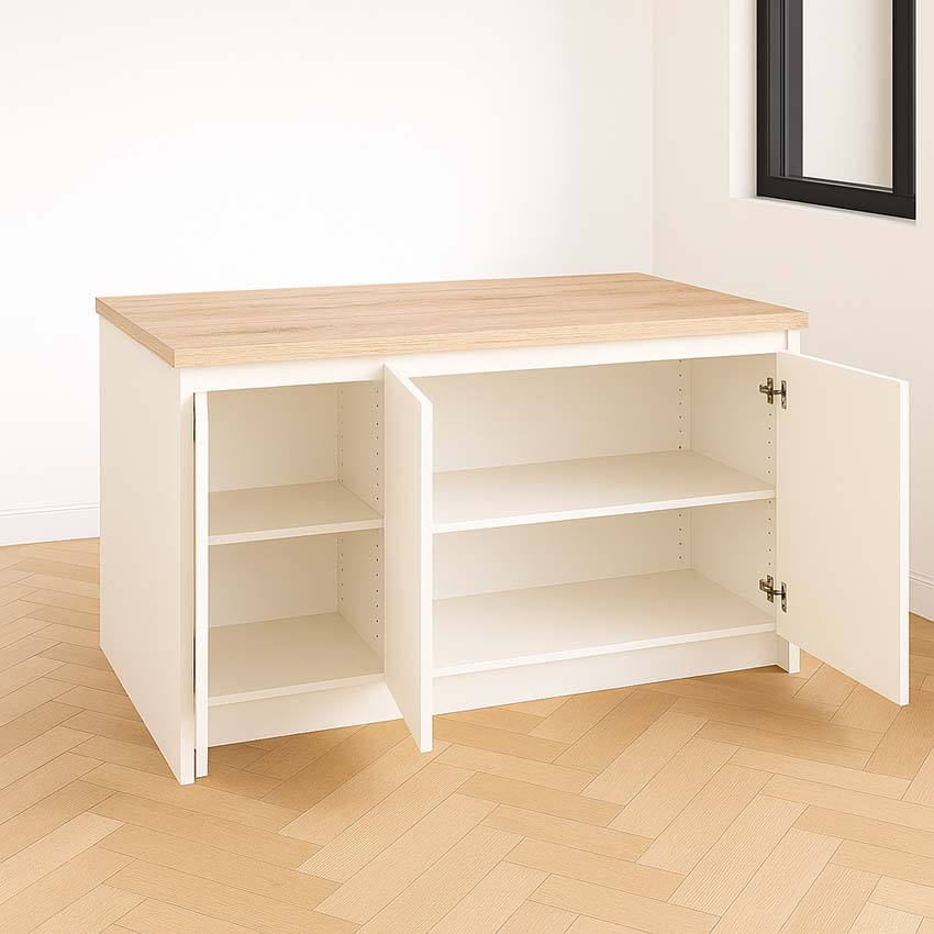 Îlot de cuisine Plenti blanc/look de chêne 154,5cm