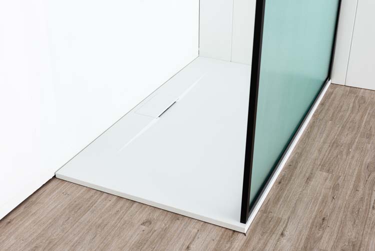 Douchewand Umi2 geribbeld 160 x 200 cm incl stang mat zwart