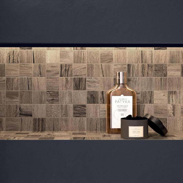 Mozaïek Nordik Wood Brown mat 30x30cm