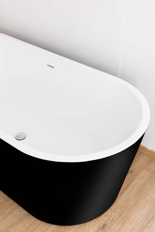 Baignoire îlot Hot noir/blanc mat 170x80cm