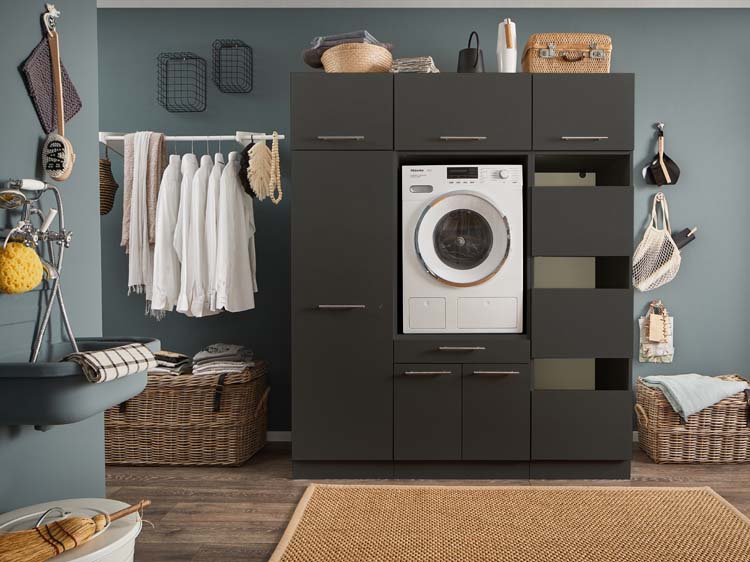 Wasmachine kast Decowash set 11 antraciet 167,5x67,5x200cm