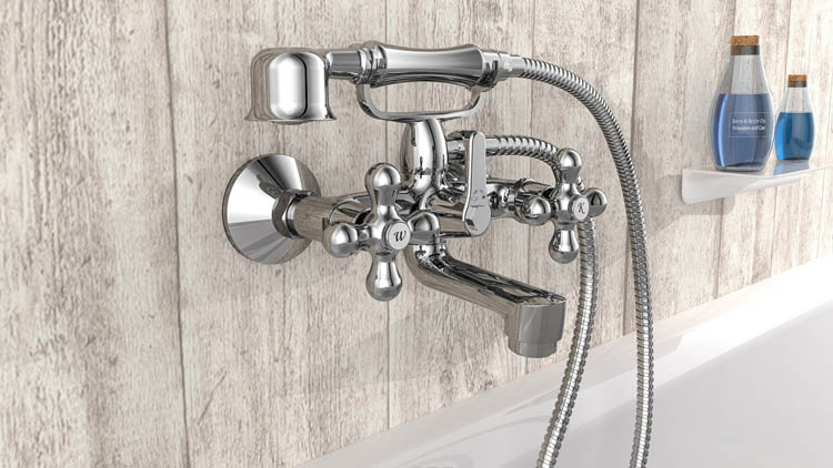 Robinet de baignoire Esty avce barre de douche chrome