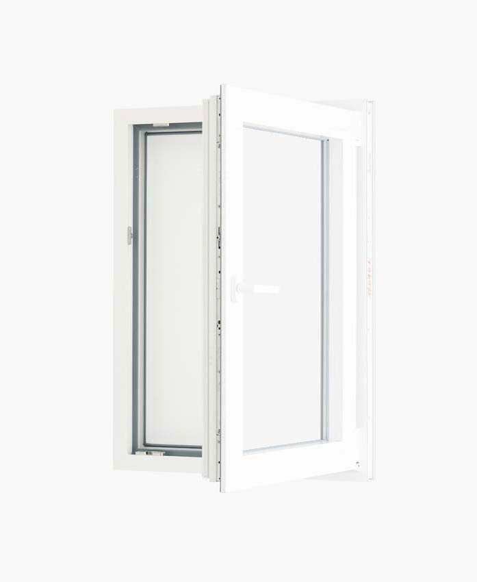 1-VL draaikiepraam pvc Deceuninck Elegant Inf. wit/wit B750xH1000 mm R