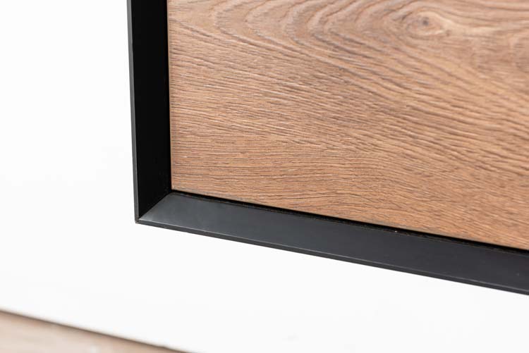 Meuble de salle de bains Justin noyer suspendu avec lavabo double noir mat 140cm