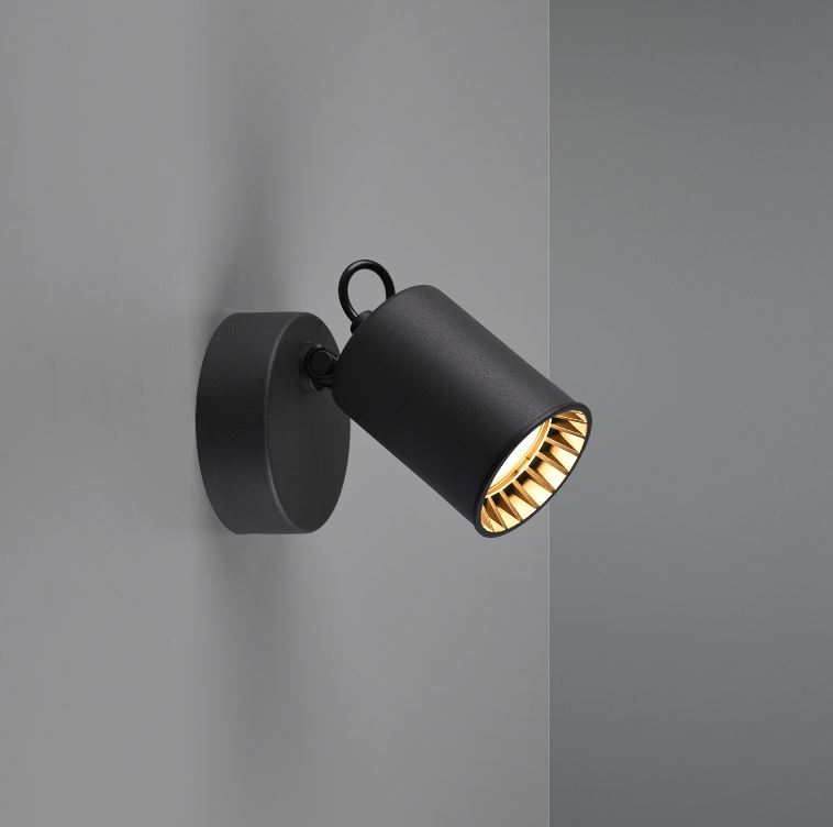 Spot en applique noir - convient pour 1xGU10 - H15cm