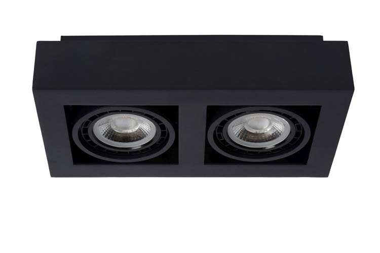 Lucide ZEFIX - Plafondspot - GU10 - 2x12W 2200K/3000K - Zwart